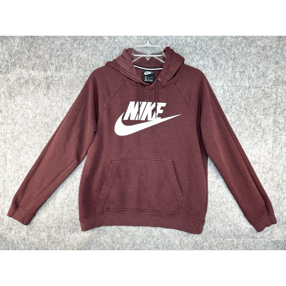 Nike Women's Burgundy Long Sleeve Pockets Pullover Hoodie Size Medium Athletic